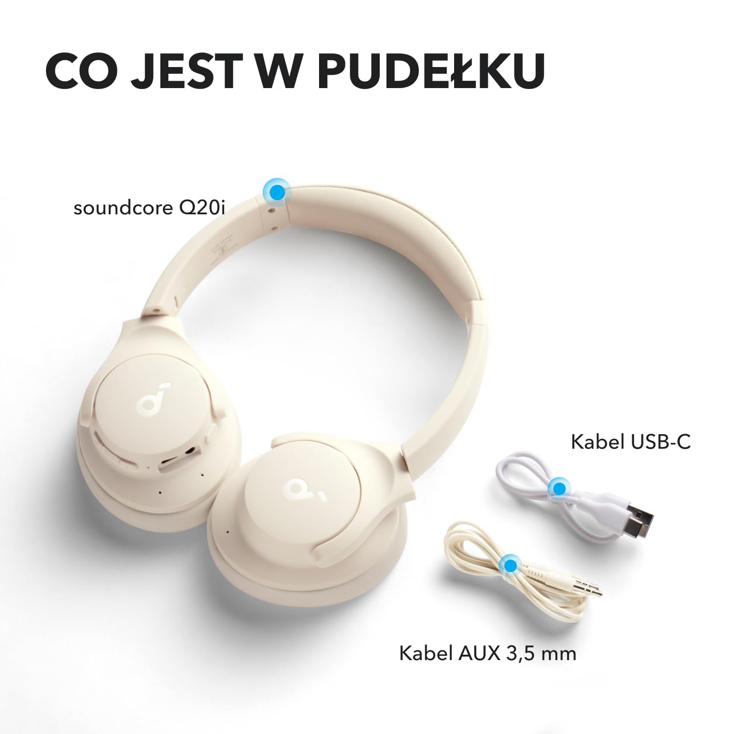 Słuchawki hybrydowe Soundcore by Anker Q20i(odnowiona) z aktywną redukcją szumów, bezprzewodowe nauszne Bluetooth, 40-godzinny czas odtwarzania ANC, dźwięk o wysokiej rozdzielczości, mocny bas