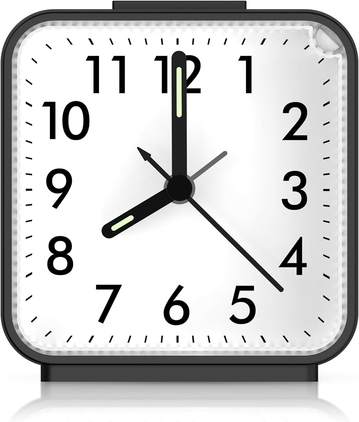 Analog Alarm Clock, Silent Non Ticking Small Clock, Travel Alarm Clock with Snooze & Light, Ascending Beep Sounds, Battery Operated Loud Alarm Clock for Bedroom, Bedside, Desk (Black)