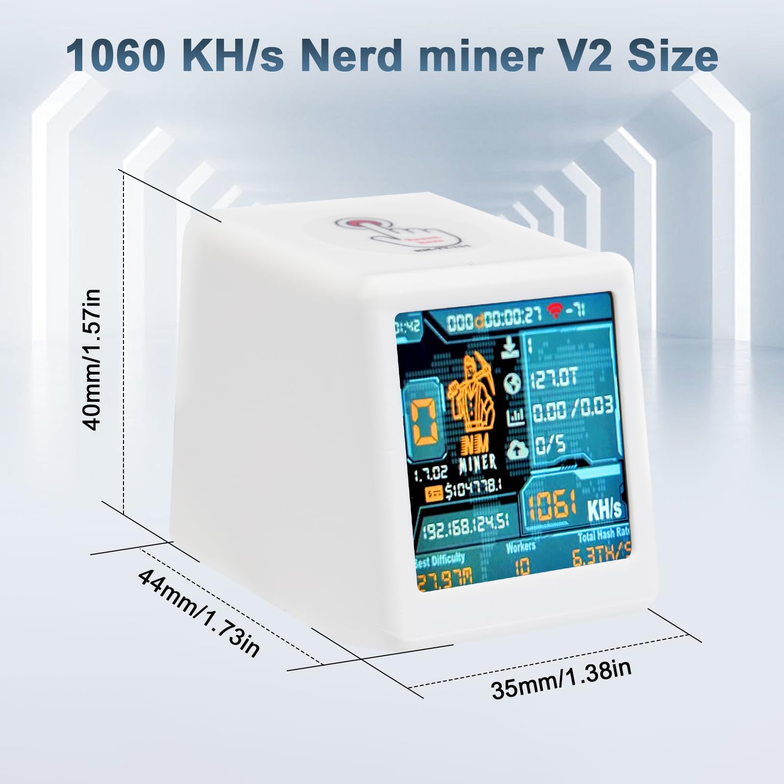 Binghe V2 Bitcoin Miner,1060 KH/s Miner V2 Intelligentes Display mit ESP32 und Tischuhr Bitcoin Miner BTC Solo Lottery Miner Bitcoin Crypto Lottery Miner Kompatibel mit Miner v2(Weiß)