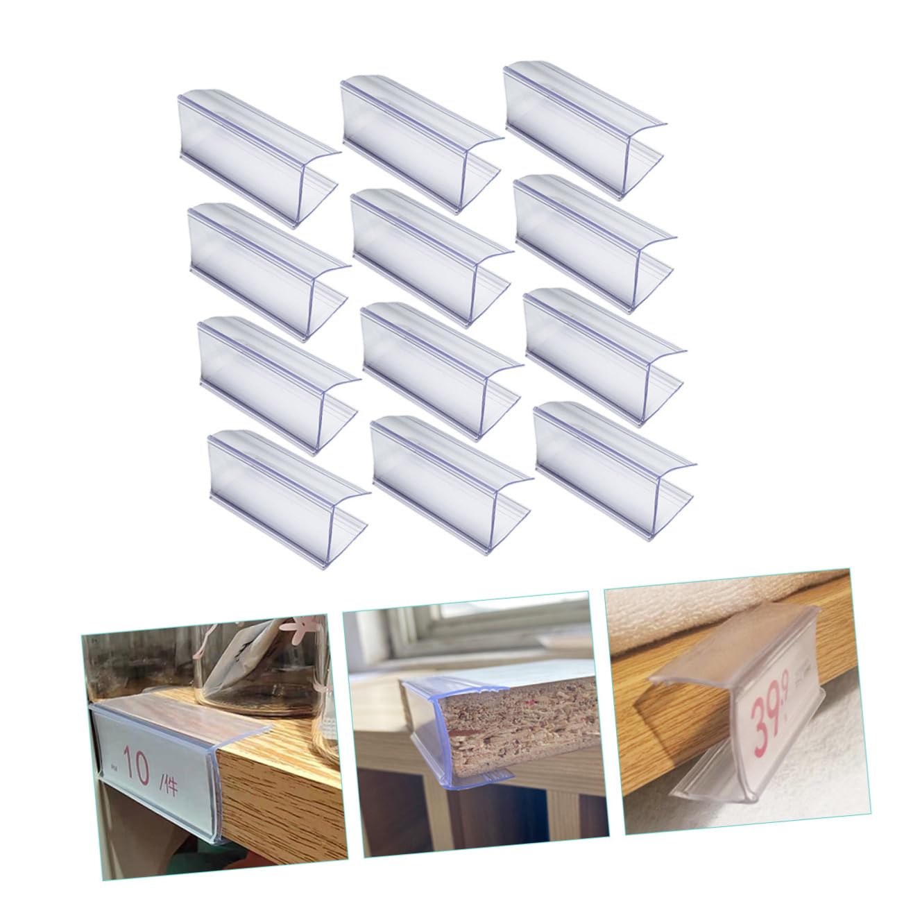 Angoily 90 Pièces Porte Étiquette Transparent PVC Support Clipser pour Réglette Prix et Étiquette Prix Étagère Résistant et Facile à Utiliser pour et Commerce