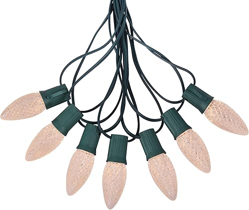 Luces de Navidad C9, cadena de luces de fresa impermeables de 25 pies con 25 bombillas LED, tira de luces extensibles para interiores y exteriores,