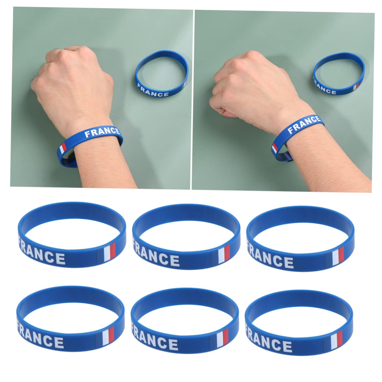 STOBOK Bracelet Silicone Souple Imprimé Drapeau France Taille Unique Accessoire Football Supporter Pour Matchs Sports Internationaux