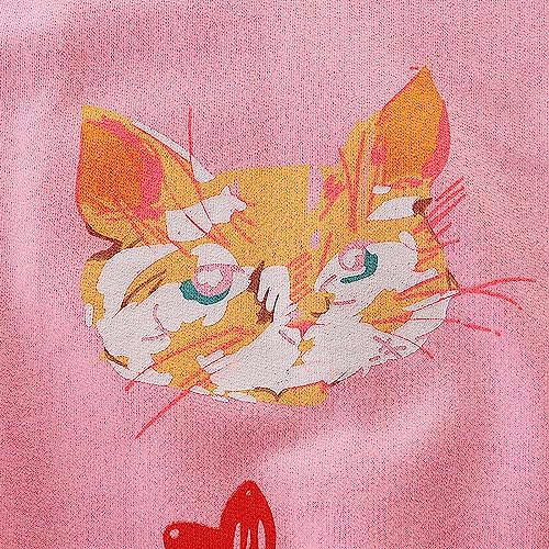 Roupas de coelho para meninas, gola e estampa de letras, moletom diário para meninas, Rosa, 4 Anos