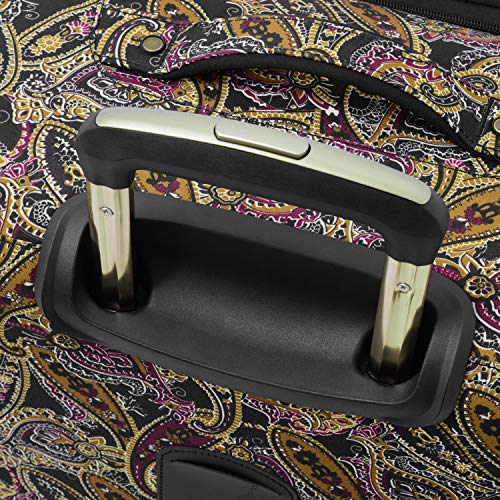 LONDON FOG Cranford Softside Expandable Spinner Luggage, Black Gold Plum Paisley, Checked-Medium 25-Inch - Image 5