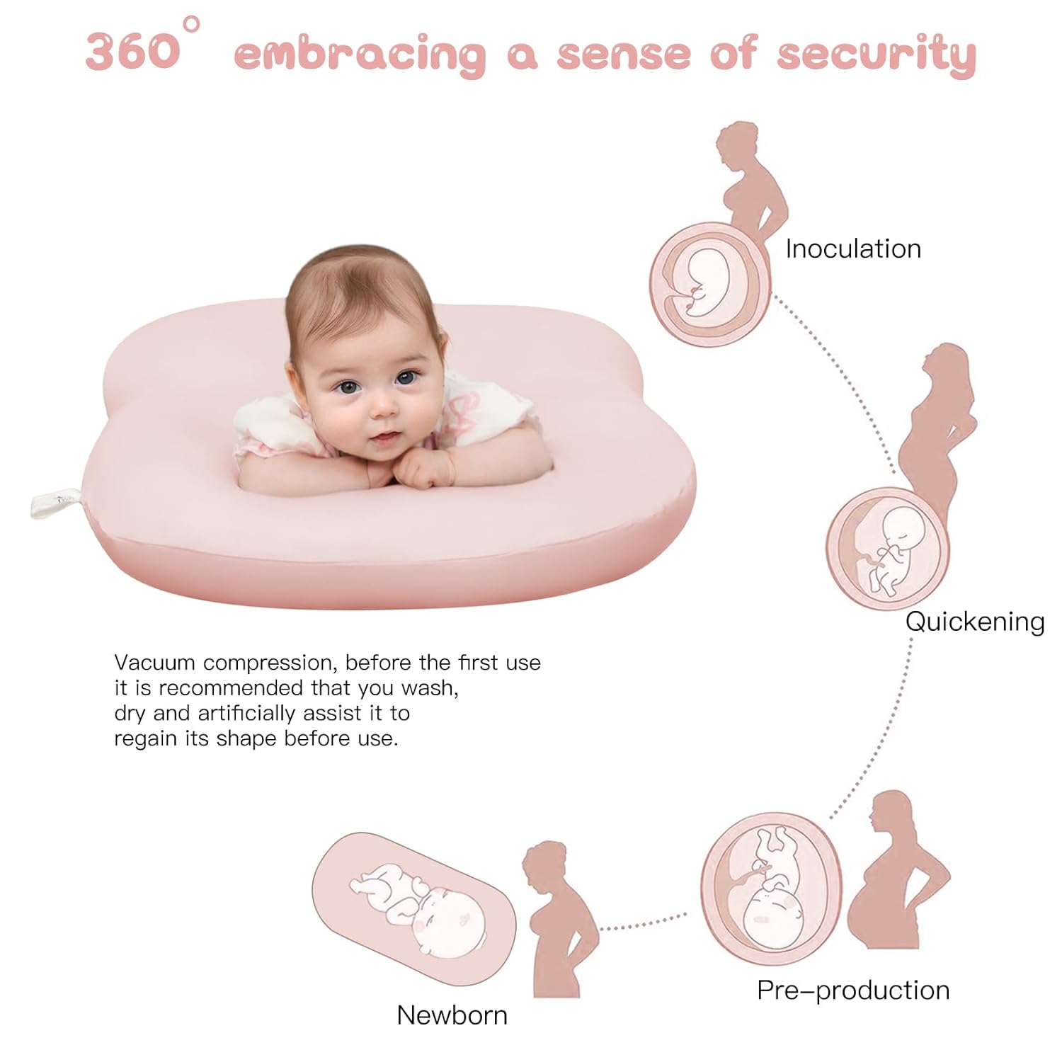 Lucakuins Baby Lounger, Bionic Design Baby Lounger for Newborn 0-24 Months, Soft Organic Cotton Breathable Lounger for Infants (Pink Newborn Lounger) - Image 4