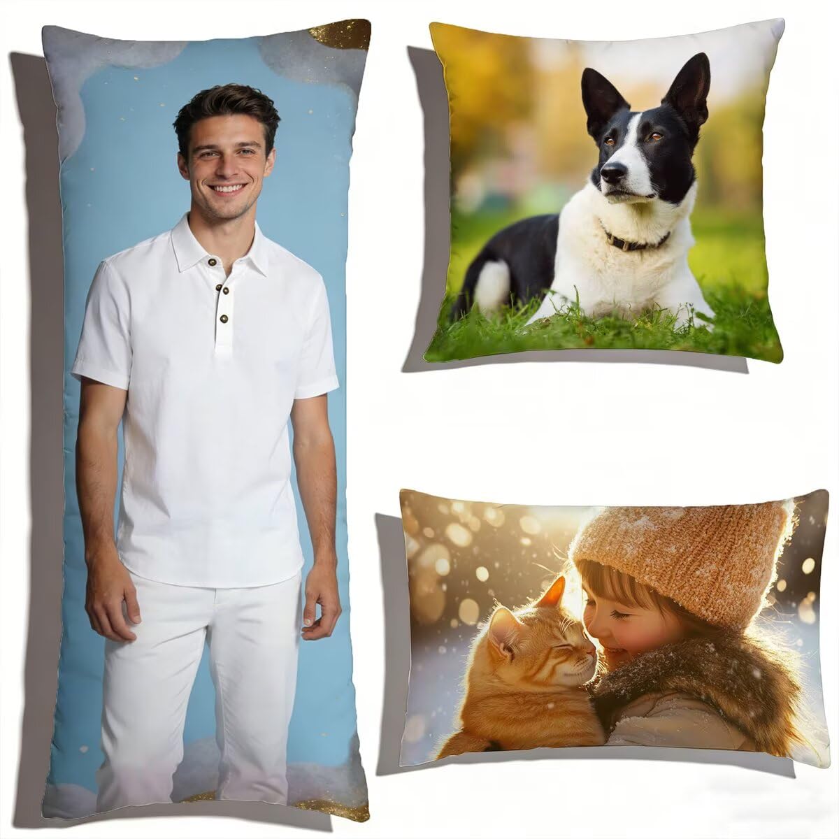 Cojin Personalizado con Foto, Funda Cojin 60x180 cm-Cojín Personalizado con Foto, Impresión a Doble Cara Diseño o Texto, Cojines Personalizados Regalos Originales para Mujer, Cojines Sofa, 0o-150