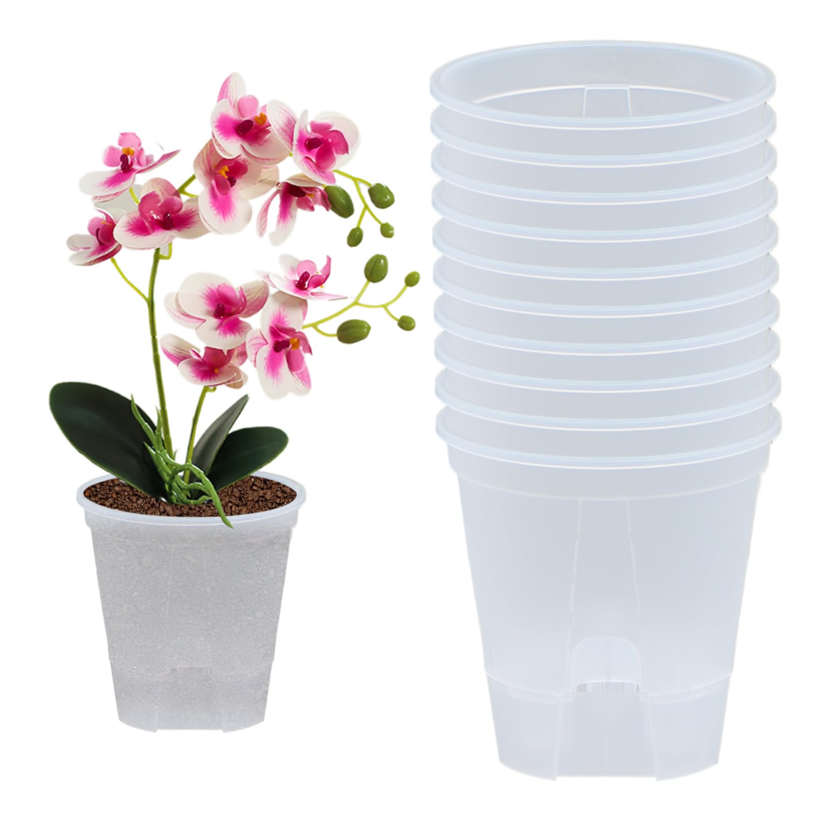 Pot d'orchidée respirant en PP et pots de fleurs rechargeables de 5,5 pouces