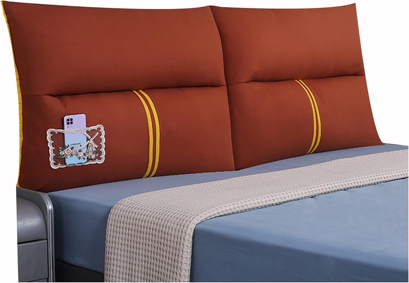 Headboard Bed Backrest Cushion Bedside Oversized Throw Cushion Pp Cotton Filling for Bedroom Children's Room 5 Color 5 Size (Color : Gray Size : 150X60X13cm) (Orange 120X60X13cm)