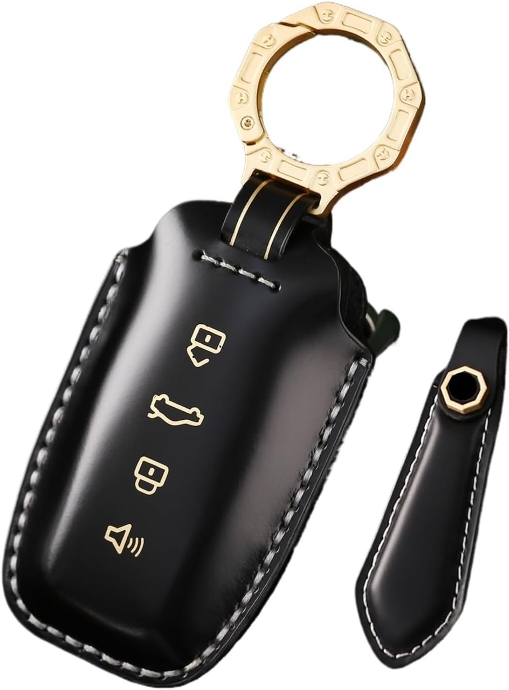 Genuine Leather Key Case Cover Protective Shell Bag Keychain Compatible with Great Wall HAVAL DaGou Chitu Car Accessory(4 Buttons -6)