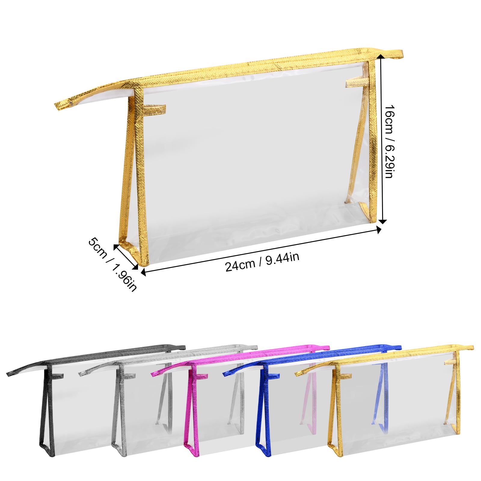 5 sztuk toreb do makijażu PVC, 24 x 15,5 x 6 cm PVC zapinana na zamek torba kosmetyczna przezroczysta kosmetyczka przezroczysta kosmetyczka do transportu płynów dla kobiet mężczyzn,