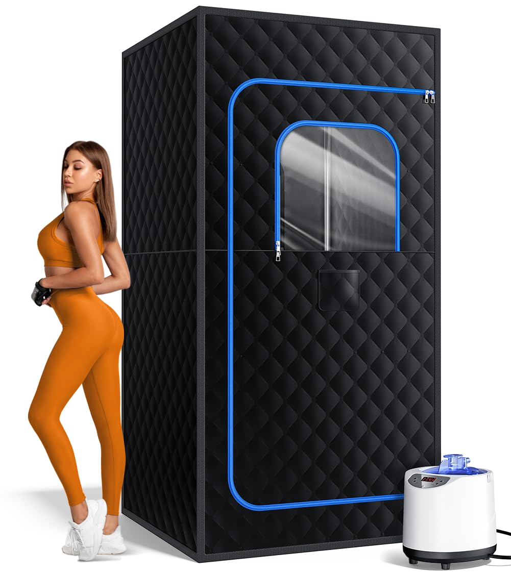 Portable Sauna Box for Home – Full-Size Steam Sauna Tent with 3L Steamer, 15-Level Temp Control, Timer, Foldable Chair & Remote | Easy Setup Indoor Personal Sauna