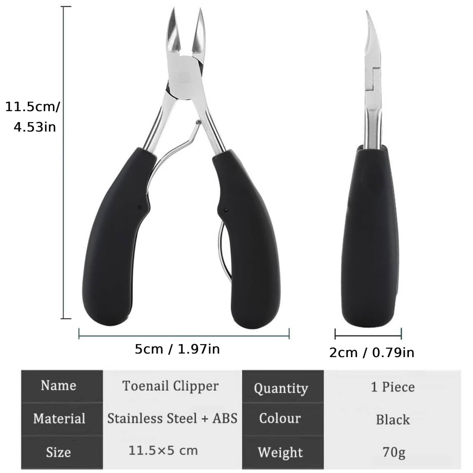 Pince à Ongles, Professionnels Coupe-Ongles pour Ongles Mains, Coupe Ongle en Acier Inoxydable à Poignée Anti-Dérapante pour Ongles de Pieds Épais et Lncarnés, Lame Courbée Tranchante