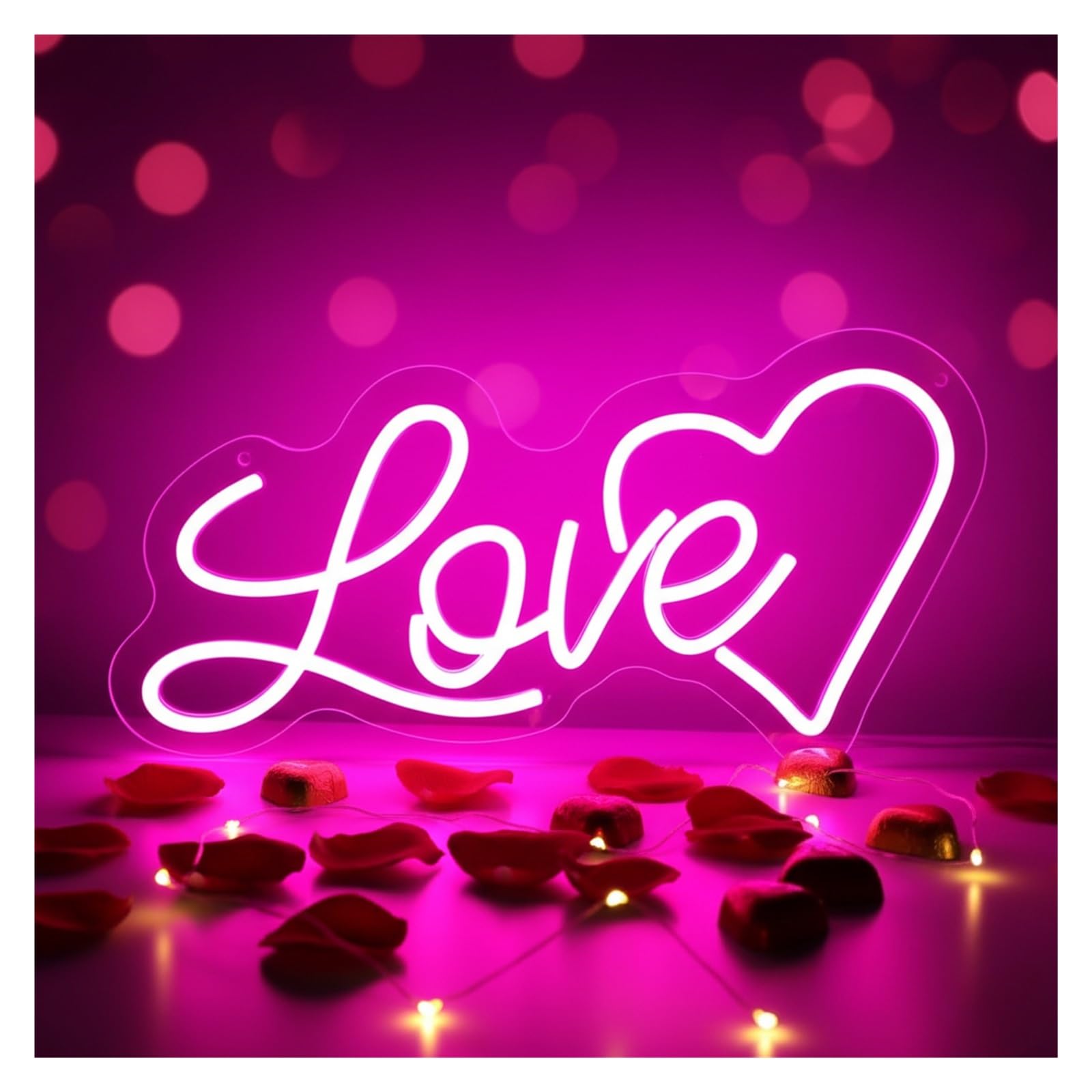 Zynther Neon lamp Love Heart Neon Sign Wall Decoration for Wedding Birthday Valentine's Day
