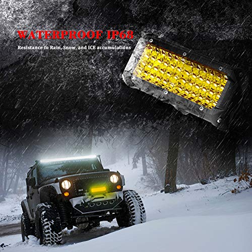 2 PCS 7 Inch Yellow Led Light Bars 96 PCS Led 13824LM Quad Row Waterproof Spot Led Pod Fog Driving Light on Rainy Snowy Day for Truck Off Road Jeep SUV Front Bumper UTV ATV