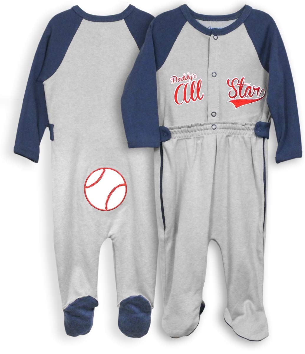 Spencer's H73103-12 9-12 Months Zip Leg Sleeper - Daddys All Star - Baseball, Blue