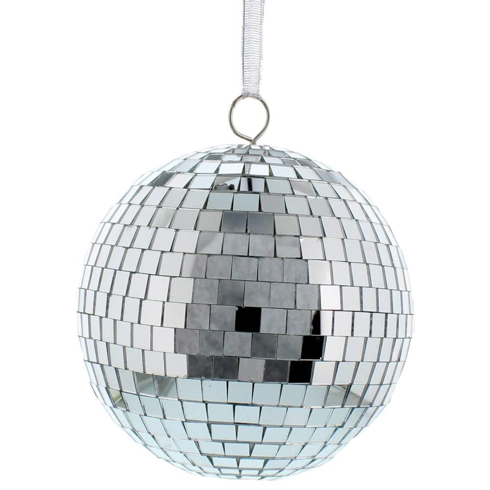 Crafty Capers Silver 15Cm Mirror Ball | Single | Christmas Tree Decoration Bauble | Glitter Ball