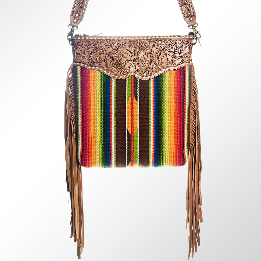 American Darling Cross Body Hand Tooled Saddle Blanket Genuine Leather Western Women Bag Handbag Purse | Crossbody for Cute