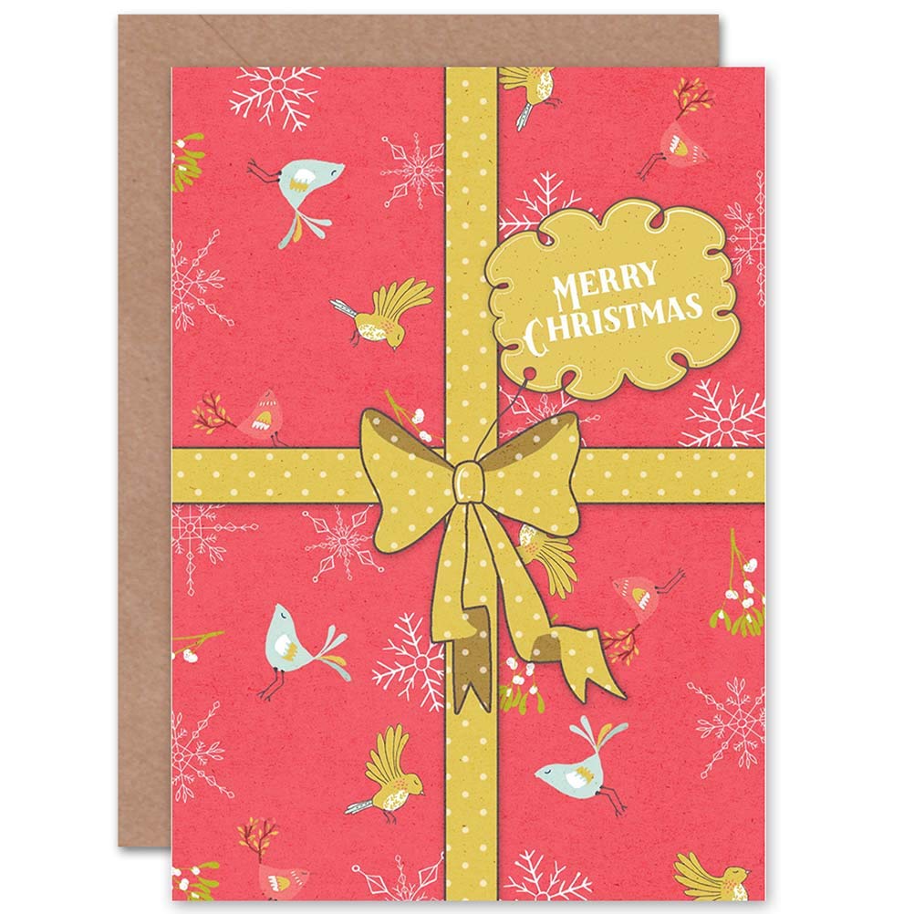 Wee Blue Coo CARD CHRISTMAS XMAS PRESENT GIFT BOW RIBBON