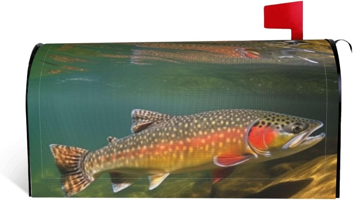 Brook Trout Fly Fishing Mailbox Cover Standard Size 25.5x21 in Magnetic Mailbox Wraps Waterproof Post Wraps Letter Box Cover for Garden Home Decorations