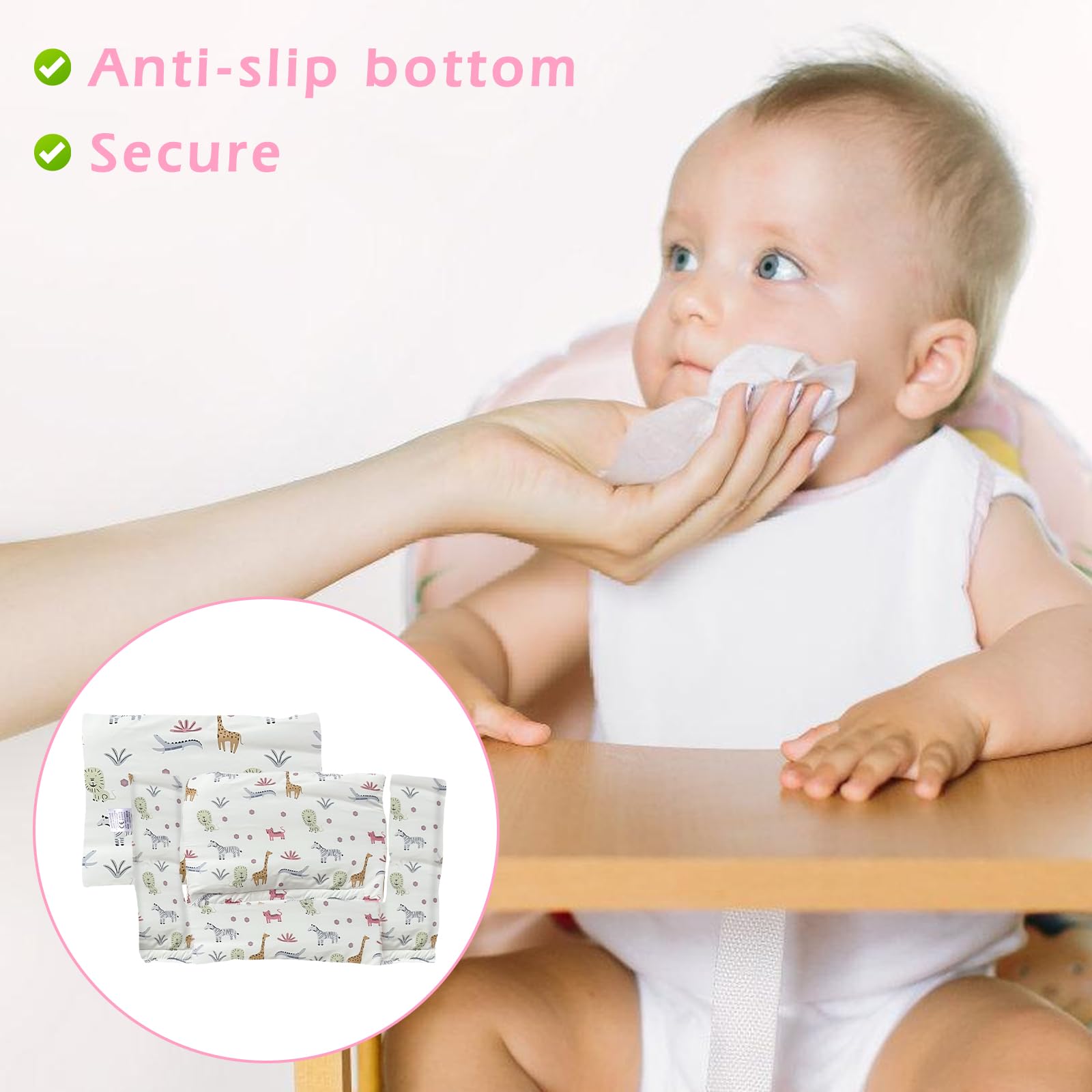 Cojín de asiento para trona Tripp Trapp: cojín antideslizante, revestimiento laminado, cojín de bebé de algodón orgánico, lavable a máquina, fácil montaje, diseño zoológico