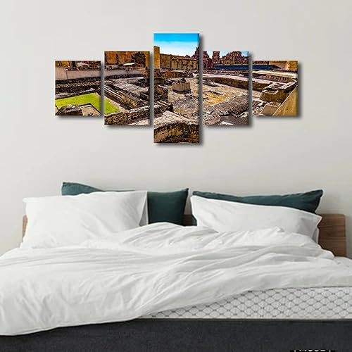 Vista 21 de TUMOVO 5 paneles de arte de pared de volcán en México, impresión sobre lienzo, paisajes naturales, cuadros para dormitorio, decoración del hogar