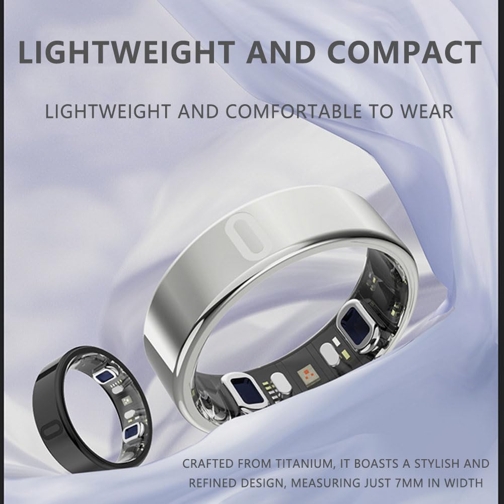 Anello Smart, Anello Smart Uomo Smart Ring Donna Anello Intelligente Smart Ring Misura Pressione Sanguigna Silver 7#