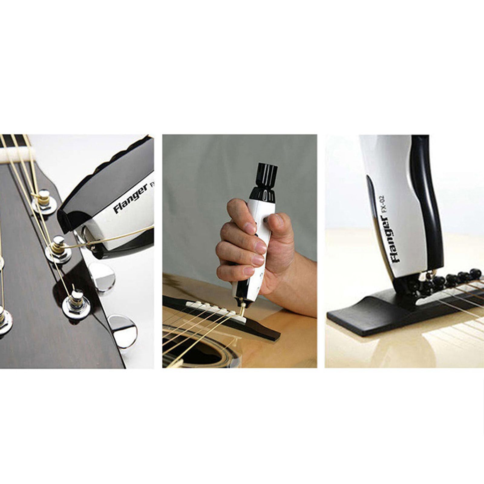 3-in-1 Guitar String Winder Cutter and Bridge Pin Puller, Electric Guitar Reel, Electric Re-filler for Acoustic-Electric Classical Guitar, Ukulele, Bass, Violin, Mandolin and Banjo (Black and White)