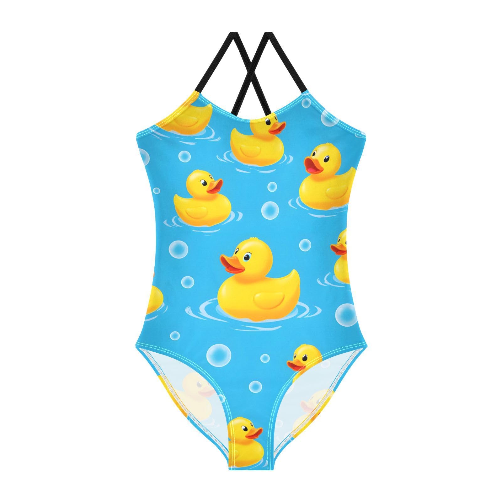senya Girls Swimsuits Duck Bubbles One-Piece Swimwear Quick Dry Girls Bathing Suits for 5-6 Years Old Multicoloured
