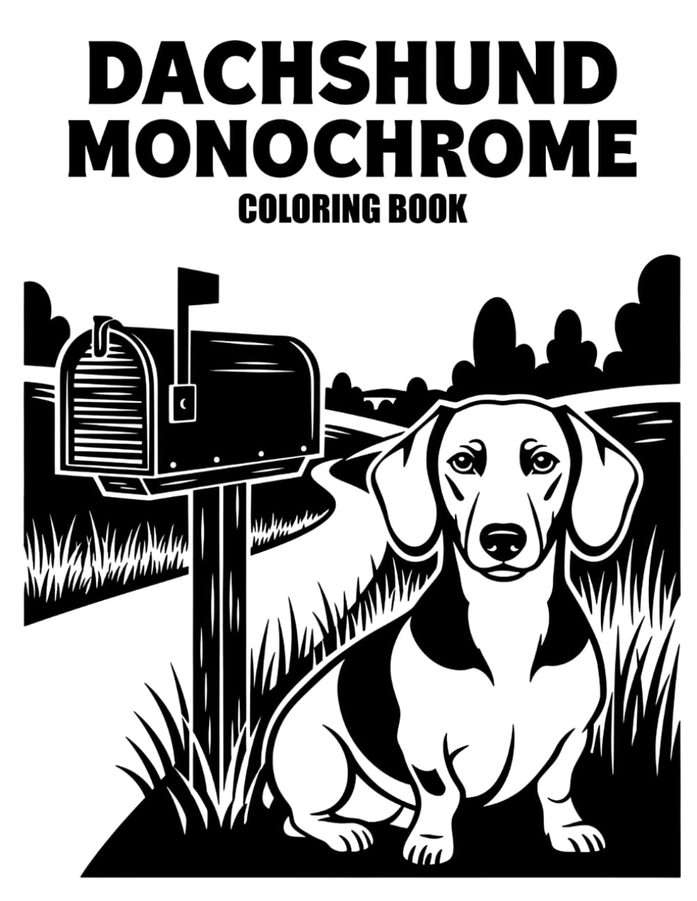 Dachshund Monochrome Coloring Book: Cute One-Color Dachshund Designs for Relaxation, Stress Relief, and Peaceful Coloring Fun