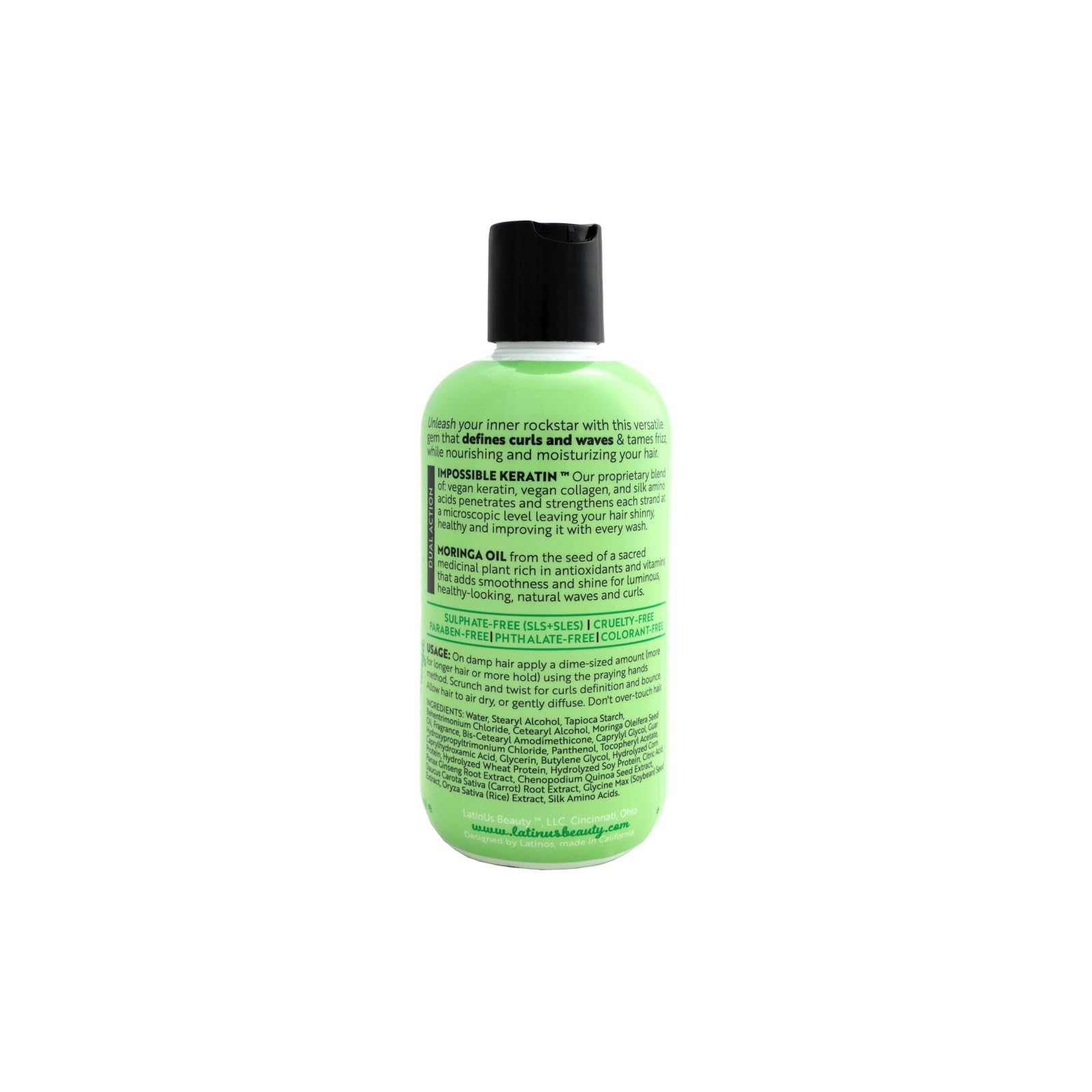 Lu LatinUs Beauty Free To Be Crema per pettinare il massimo volume con benefici antiossidanti di Moringa e Keratina Vegana | Crea consistenza e corpo in capelli piatti e fini, fissaggio medio (8 oz)