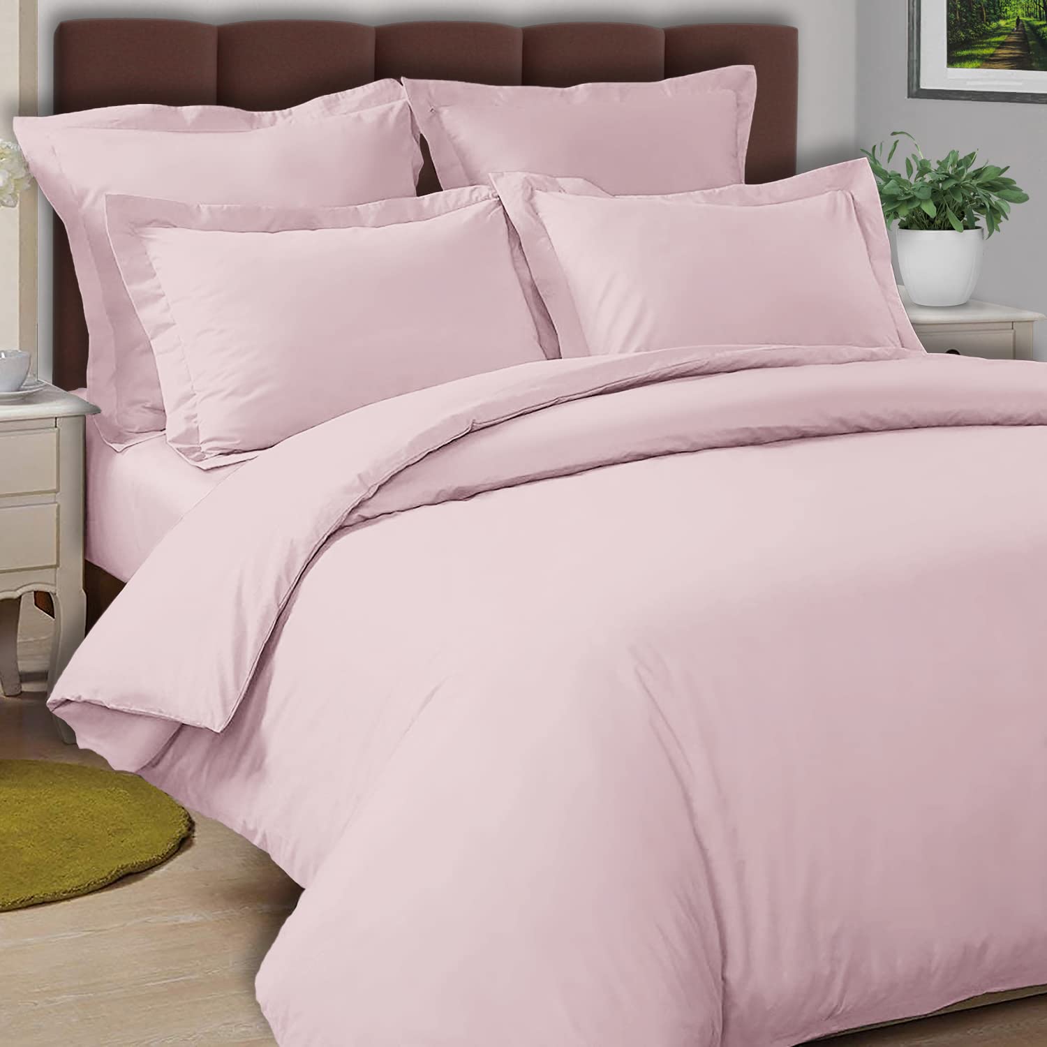 Pizuna Light Pink Cotton Percale Single Duvet Cover Set 100% Long Staple Combed Cotton Duvet Cover Single 140X200 Cm, Sateen Weave Quilt Cover With Button Closure (Single Duvet Cover)