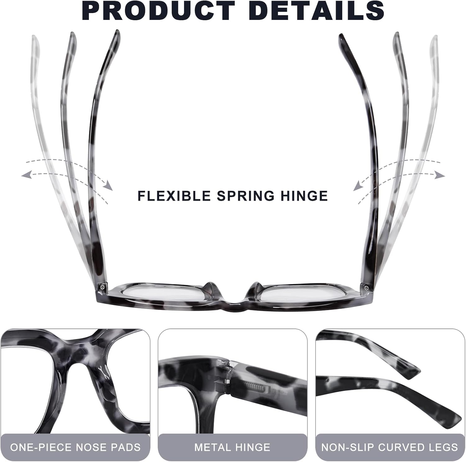 OPTOFENDY Progressive Multifocal Reading Glasses for Women, Oversized Square Blue Light Computer Readers with Spring Hinge - Image 4