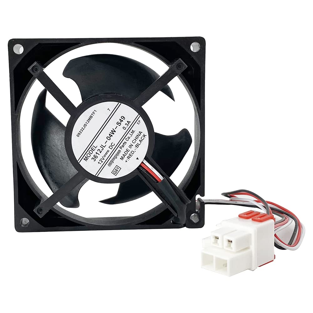 3612JL-04W-S49 Refrigerator Evaporator Fan Motor Replacement for Samsung Fridge Fan Parts DA81-06013A DA31-00287A U92C12MS1B3-52, 12V DC Fan Fit RF28HMEDBSR/AA RF28HFEDBSG/AA, RF263BEAESR/AA