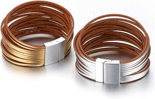 Miniatura 8 de Fesciory - Pulseras de cuero para mujer, cuentas de cristal, diseño de leopardo, estilo bohemio, múltiples niveles