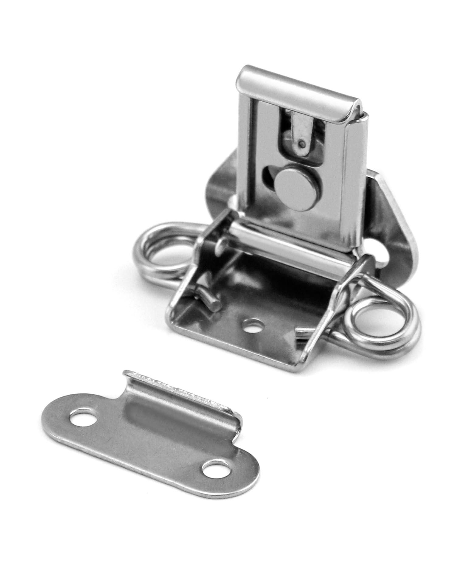 QWORK Chiusure in acciaio inox, 20 chiusure a scatto con chiusura a farfalla a molla per scatola