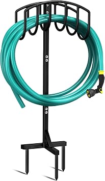 Garden Hose Holder, 3 Spikes Freestanding Outdoor Hose Stand, Heavy Duty Water Hose Holder Rack and Storage Organizer for Lawn/Yard/Garden