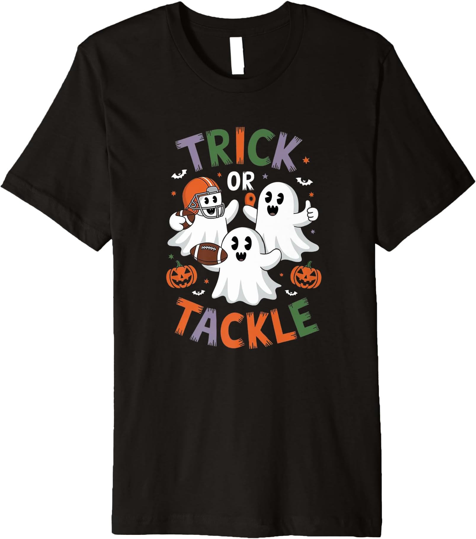 Trick or Tackle Treat Football Player Halloween Ghost Cousin Premium T-Shirt