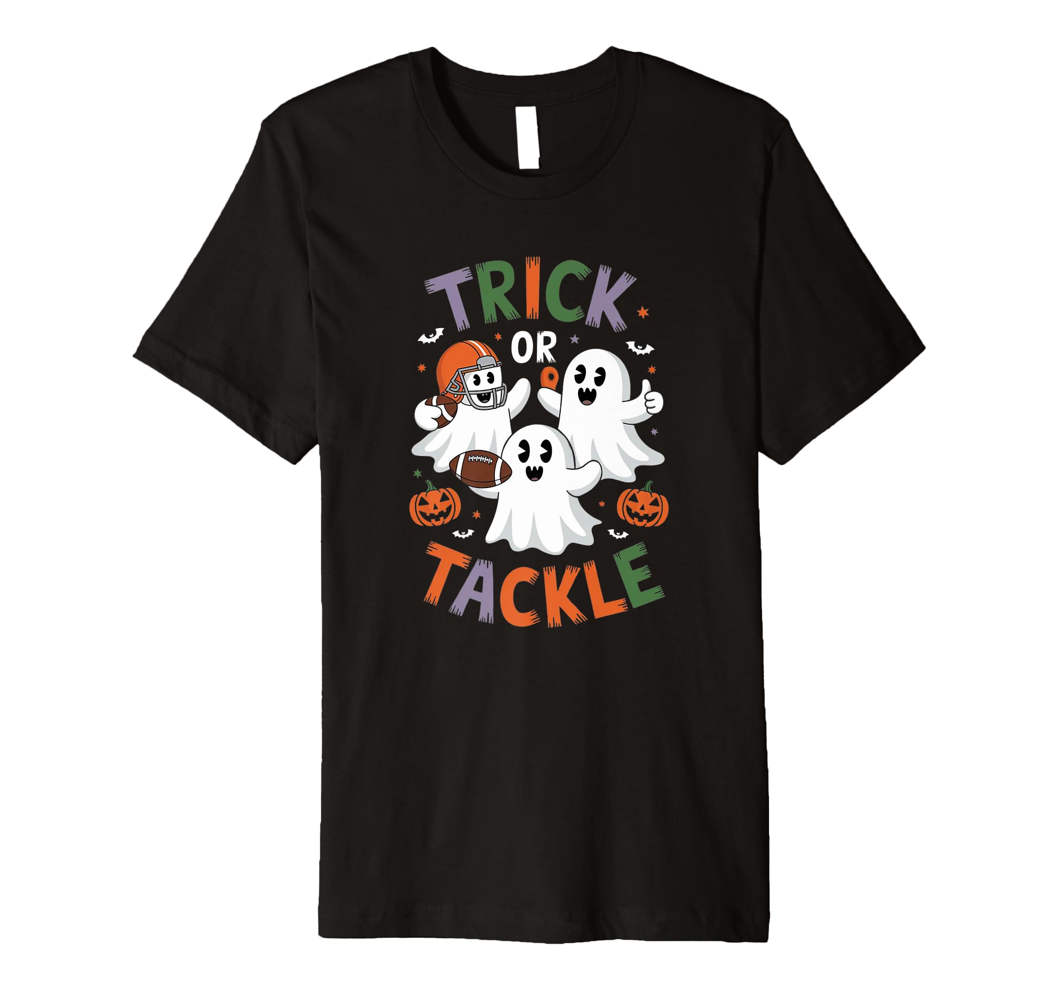 Trick or Tackle Treat Football Player Halloween Ghost Cousin Premium T-Shirt