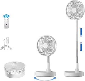 Foldable Portable Fan, Foldaway Desk Fan Oscillating Standing Fan With