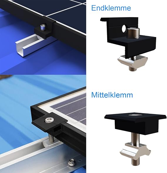 Solar Panel Mount Kit 12 cm and Accessories Black Anodised 30-35 mm