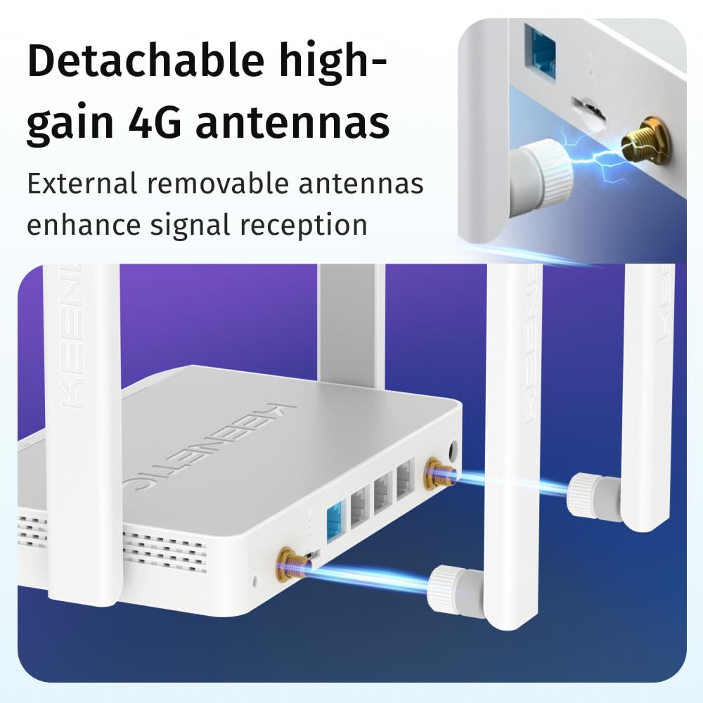 Keenetic Runner 4G (pack tedesco) Wi-Fi N300 Mesh, 4x100M, VPN integrate, Configurazione facile, Parental Control