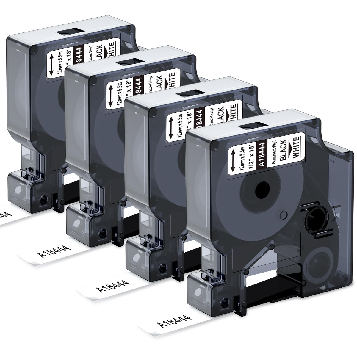 Rhino 4200 Label Tape Compatible with Dymo Rhino 18444 1/2 Permanent Vinyl Labels Work with DYMO Rhino 5200 5000 5200 6000 3000 Label Maker Refills