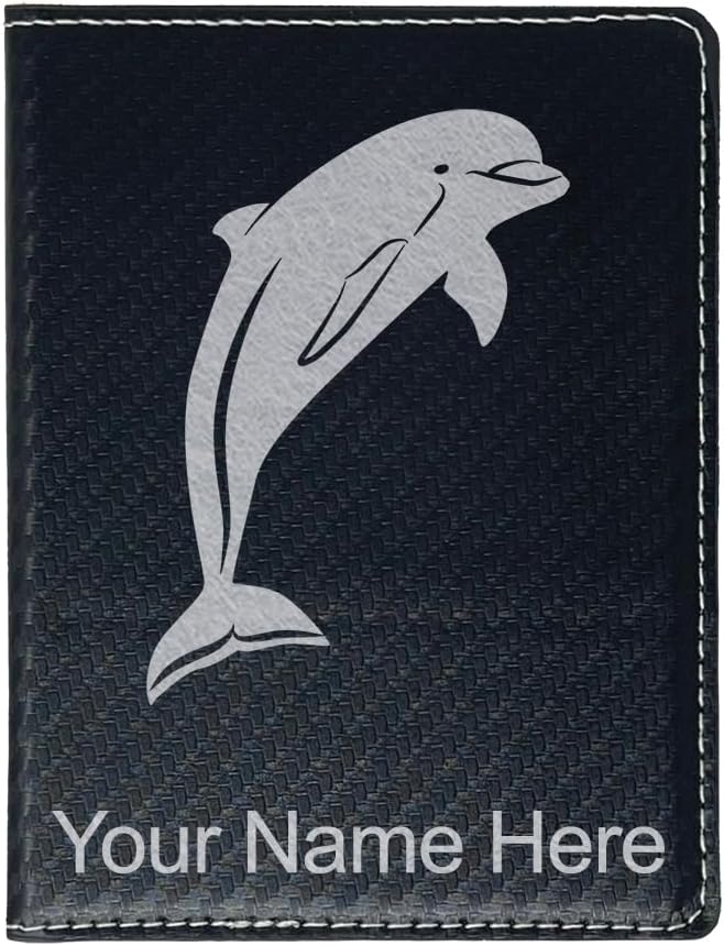 LaserGram Faux Leather Passport Holder, Dolphin, Personalized Engraving Included (Teal)