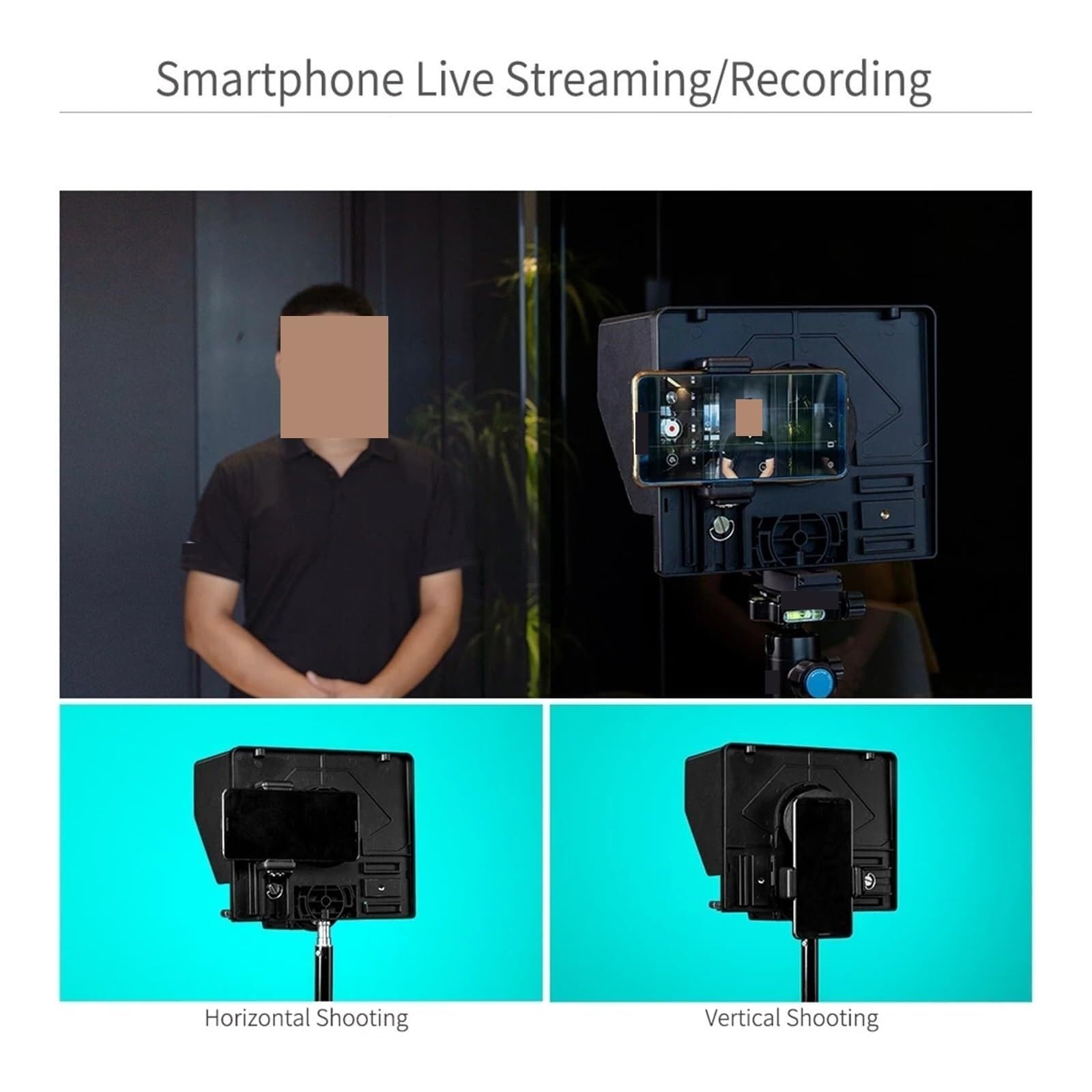 Teleprompter, 10-Zoll-Faltteleprompter Für Telefon/Tablet/Spiegelreflexkamera Mit Bluetooth-Fernbedienung für Live-Streaming