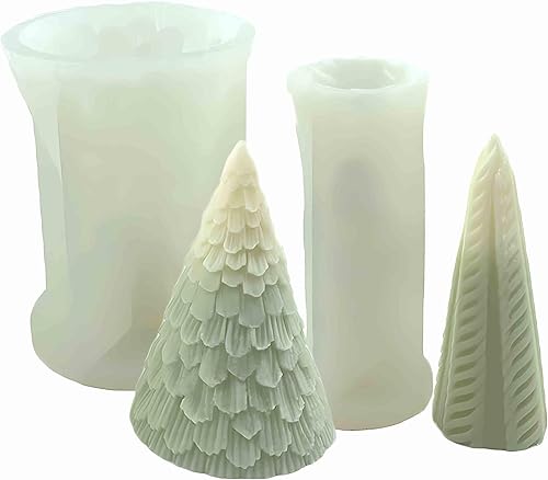 2 moldes para velas de árbol de Navidad, hecho a mano, molde de adorno para velas de cera, jabón, manualidades, pastel, chocolate, decoración del
