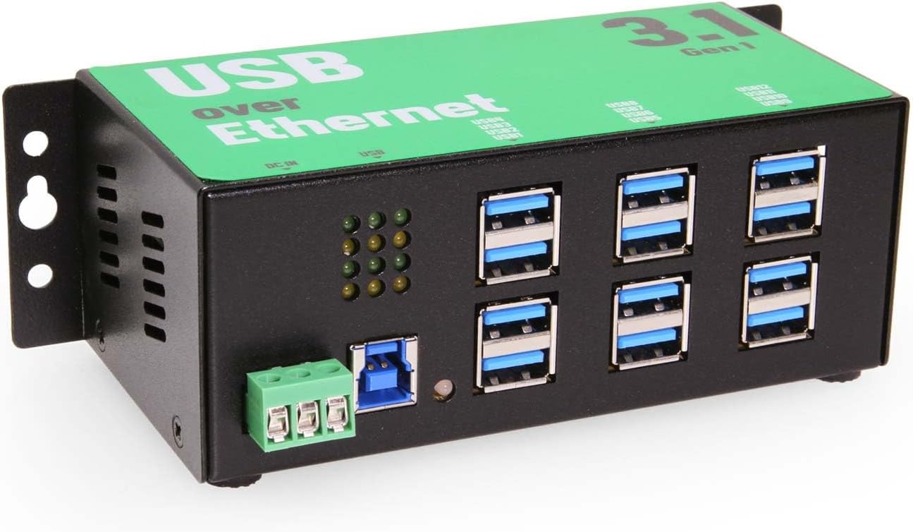 Coolgear 12 Port USB 3.2 Gen 1 Over IP Network Device Sharing Hub w/Port Status LEDs