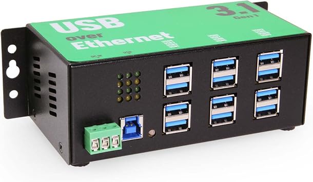 موزع مشاركة الأجهزة عبر شبكة IP USB 3.2 Gen 1 مزود بـ 12 منفذًا من Coolgear مع مصابيح LED لحالة المنفذ