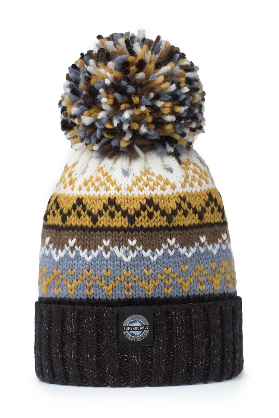 Superbobble Unisex Nordic Knit Beanie Bobble Hat - Midnight Sun