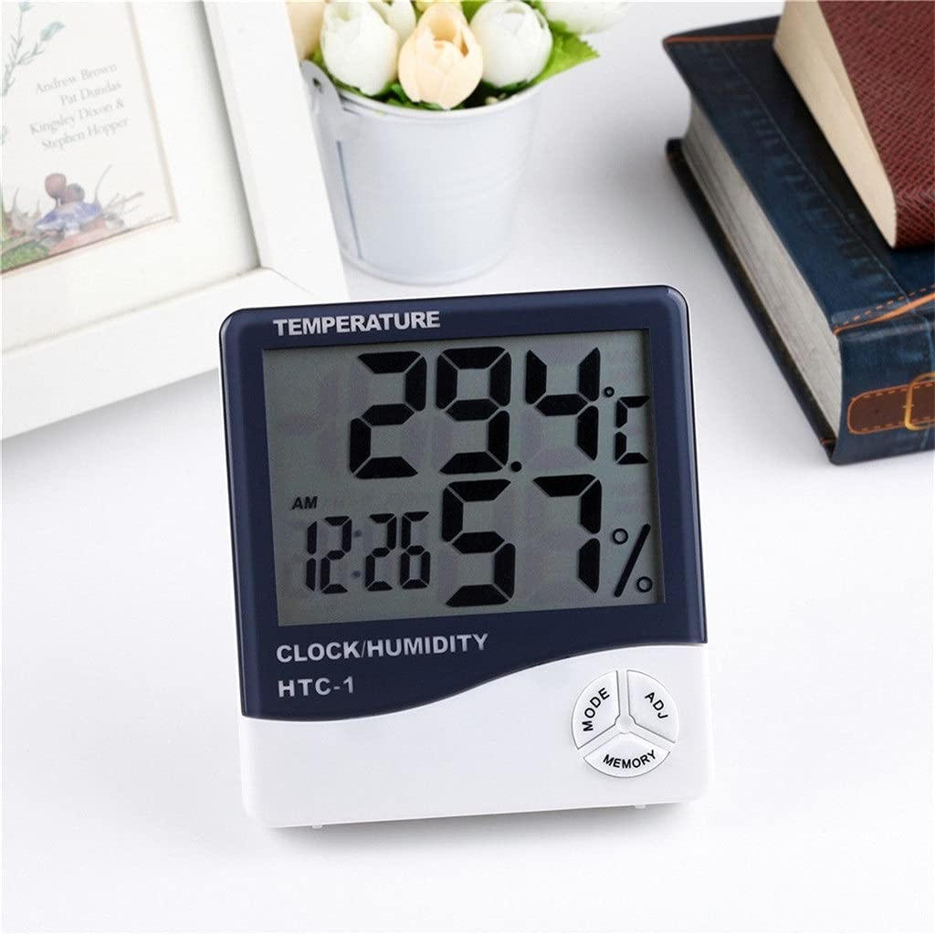 JFDBGU LCD Elettronico Digitale Temperatura umidità Meter Termometro da Esterno per Interni Igrometro Orologio Stazione Meteorologica