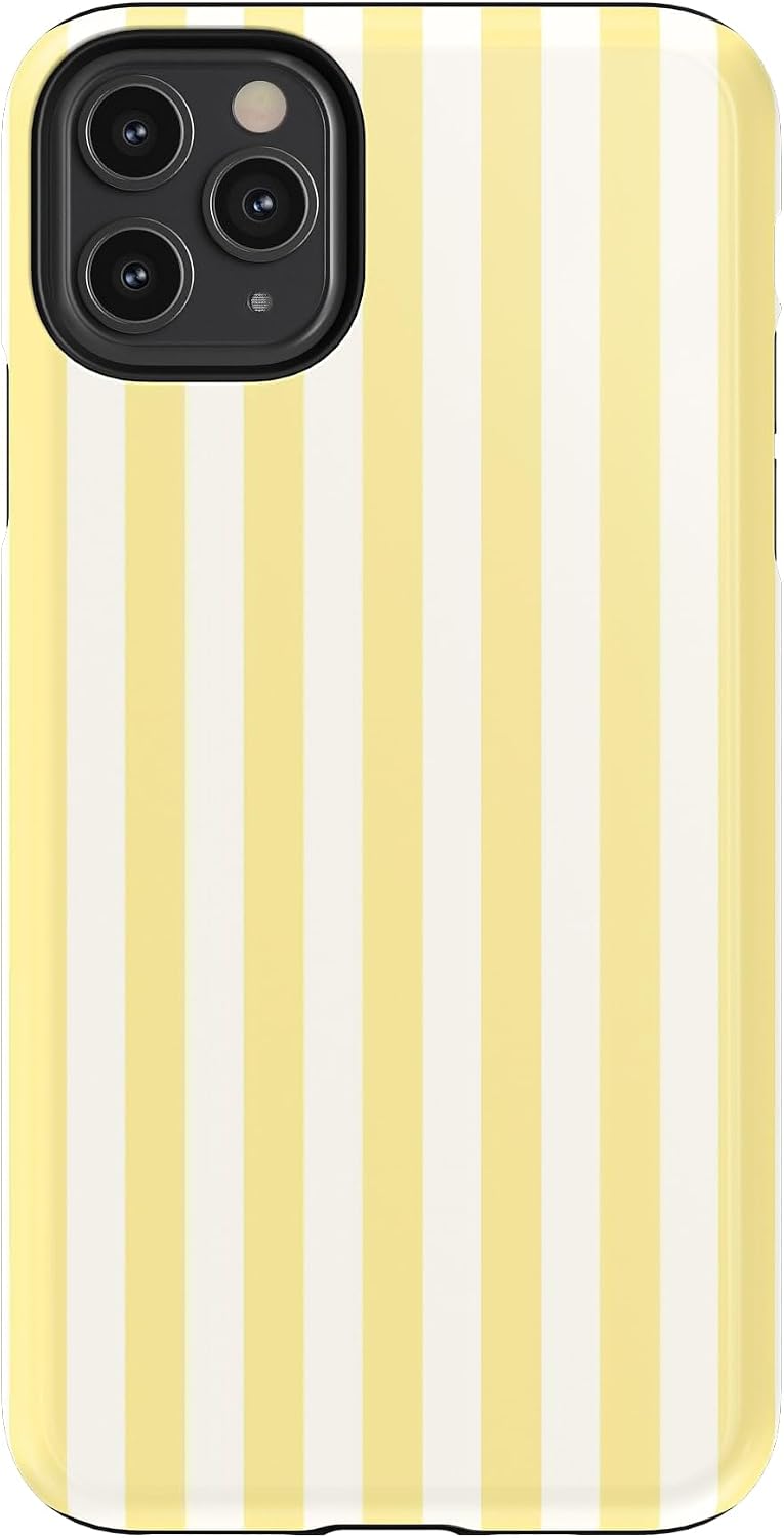Casely iPhone 11 Pro Max Case | Butter Yellow Stripes | Sunday Best | Essential Slim Dual-Layer Protective Design